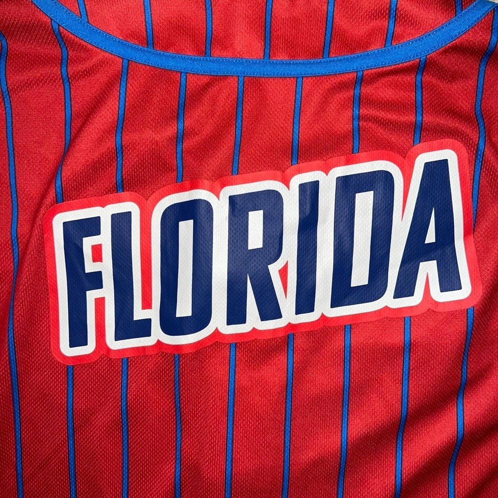 Home Free Florida Baseball Jersey Red Blue Striped Button Front Size L - Picture 4 of 6